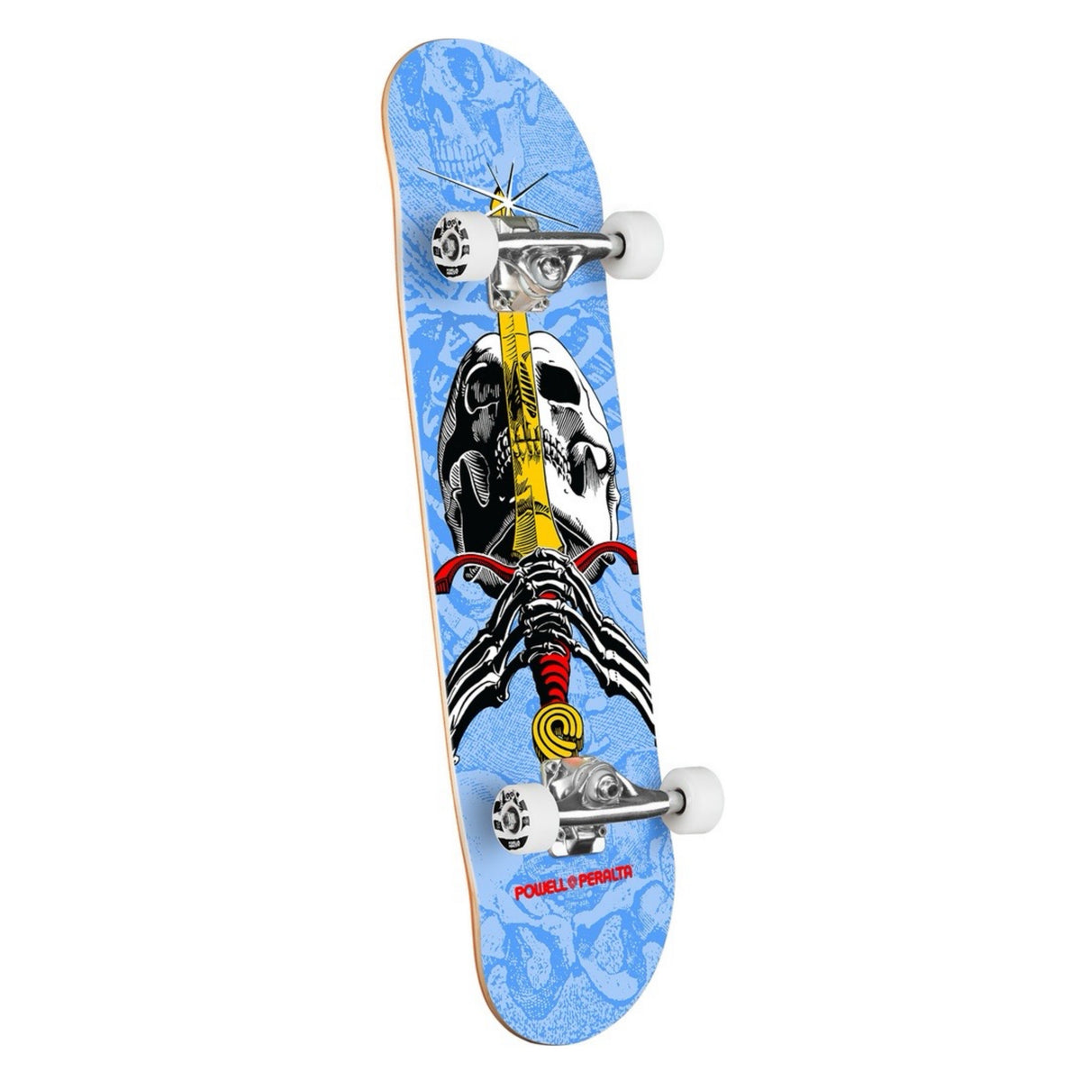 Powell Skull & Sword Light Blue 7.5" Complete Skateboard