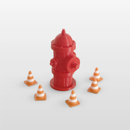 Silent Obstacles Fire Hydrant + 6 Mini Traffic Cones Fingerboard Obstacle