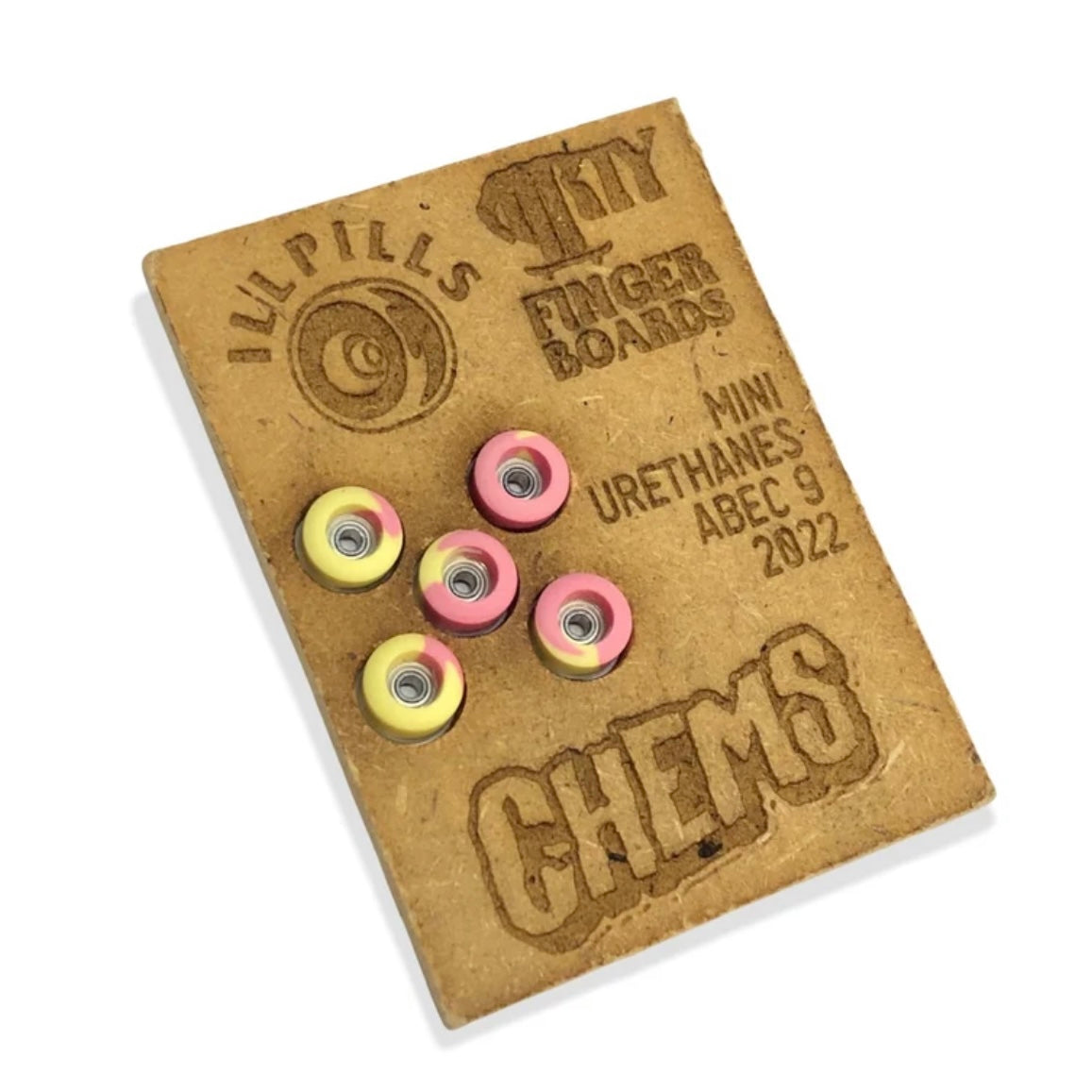 ILLPILLS Pink/Yellow Urethane Fingerboard Wheels (Choose Size)