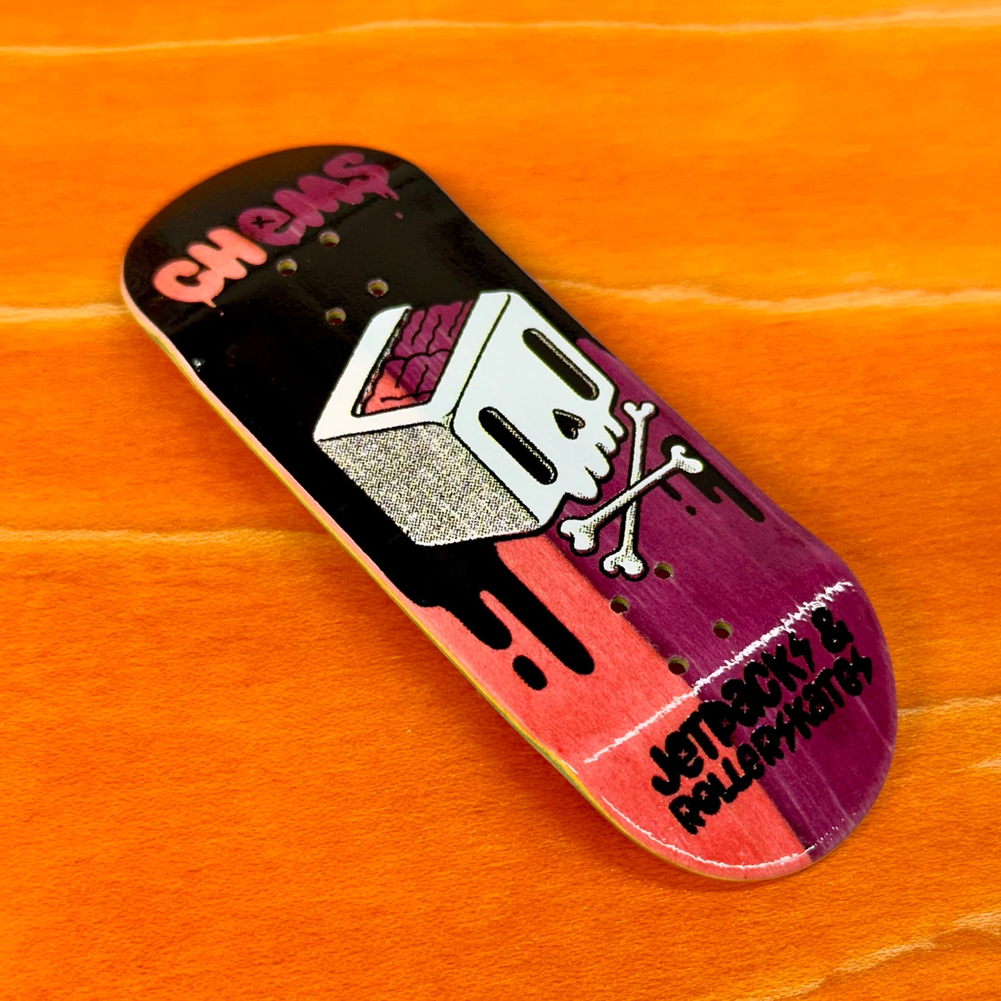 Chems “Cube Skull” (Split Bottom Ply) Fingerboard Deck