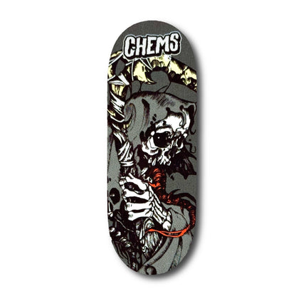 Chems Grey Background “Grey Grim” Fingerboard Deck