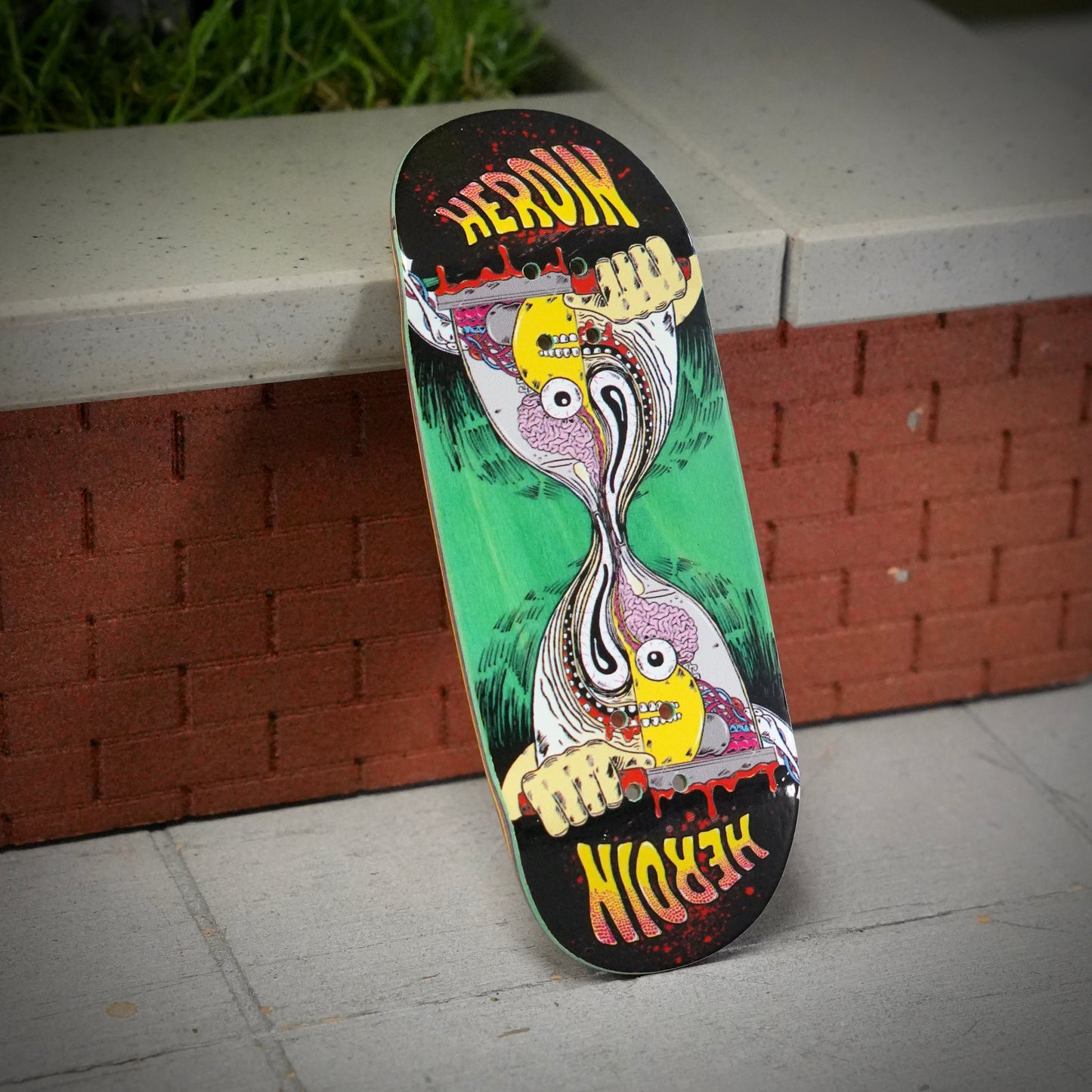 Chems X Heroin “Merged Anatomy Razor Egg” Aqua Green Bottom Ply Fingerboard Deck (CHOOSE SIZE)