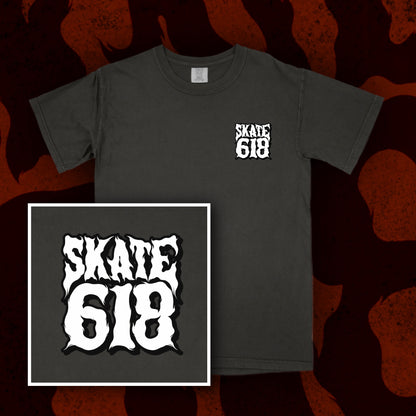 SKATE 618 Stacked Logo Dark Gray T-Shirt (CHOOSE SIZE)