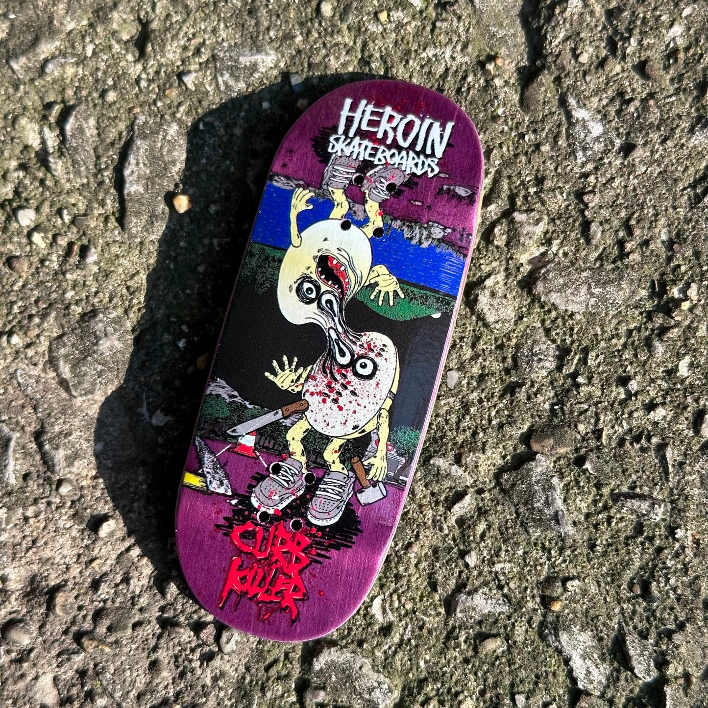 Chems X Heroin “Curb Killer 9” Purple Bottom Ply Fingerboard Deck (CHOOSE SIZE)