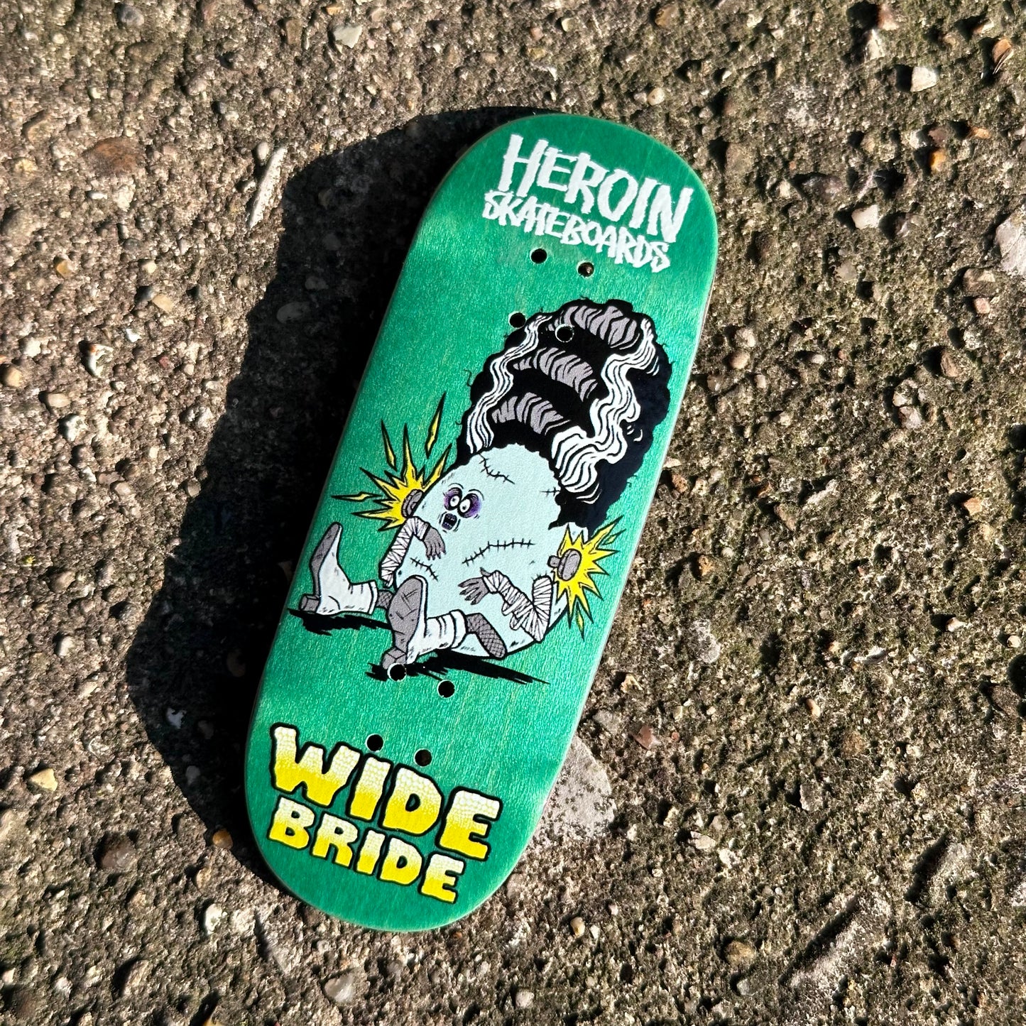 Chems X Heroin “Wide Bride” Green Bottom Ply Fingerboard Deck (CHOOSE SIZE)