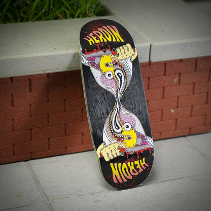 Chems X Heroin “Merged Anatomy Razor Egg” Black Bottom Ply Fingerboard Deck (CHOOSE SIZE)
