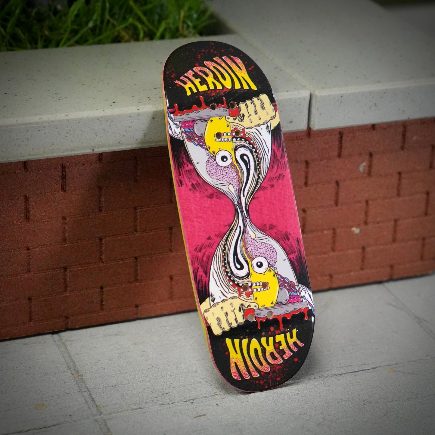 Chems X Heroin “Merged Anatomy Razor Egg” Red Bottom Ply Fingerboard Deck (CHOOSE SIZE)