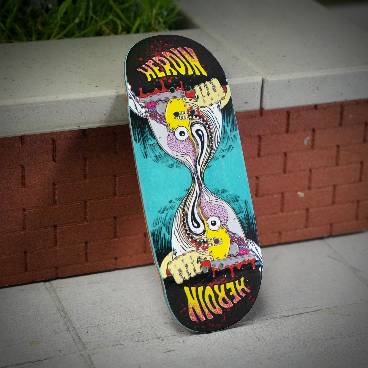 Chems X Heroin “Merged Anatomy Razor Egg” Blue Bottom Ply Fingerboard Deck (CHOOSE SIZE)