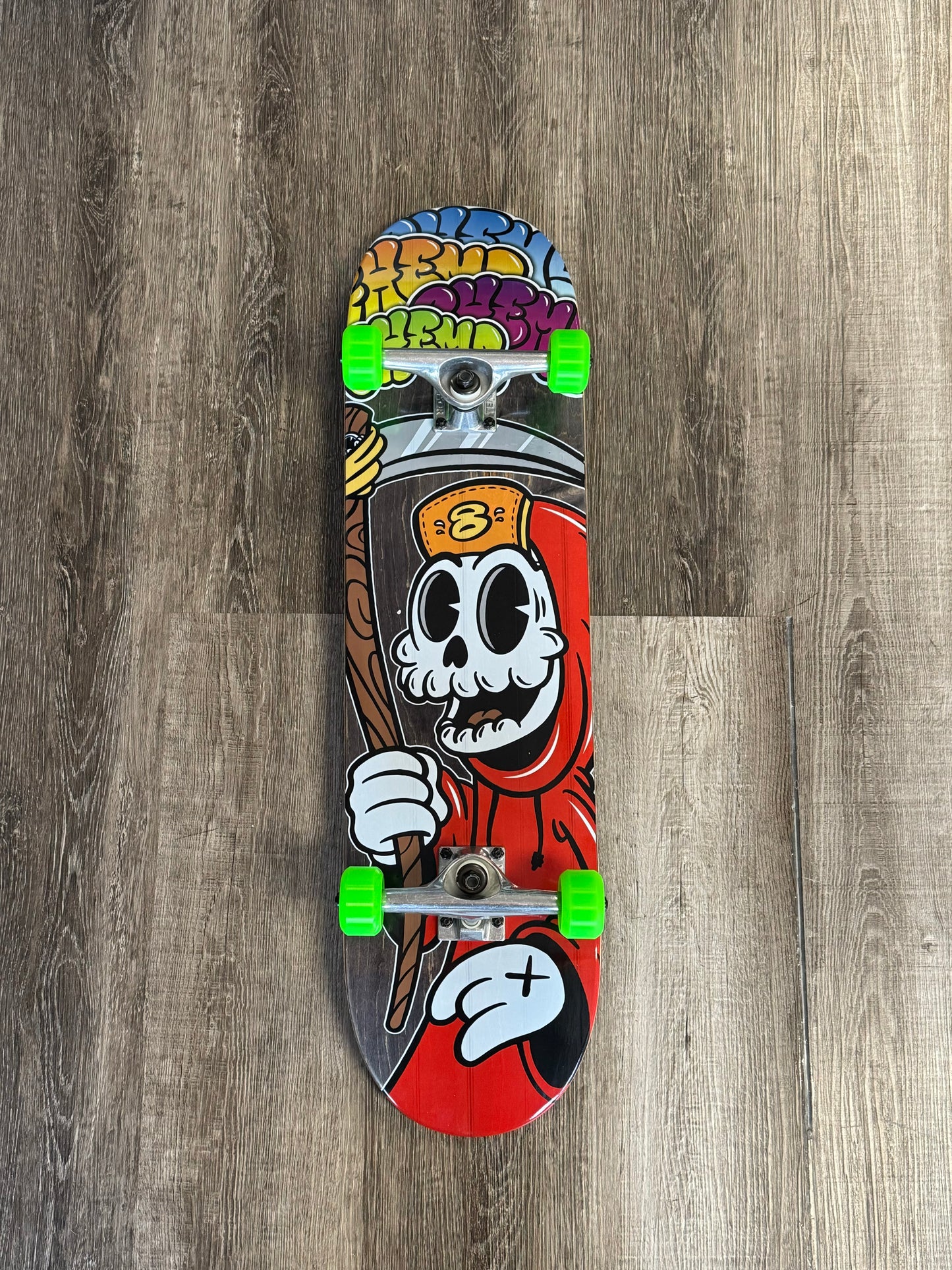 Chems Toon Grim Black Skateboard Complete 8.25"