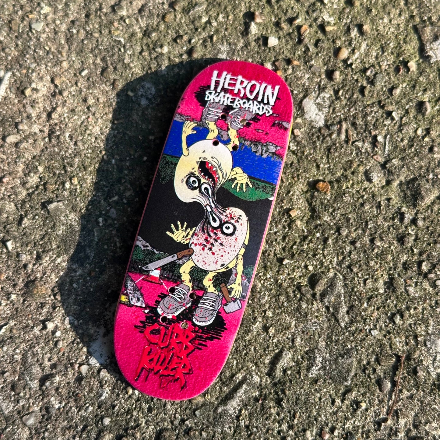 Chems X Heroin “Curb Killer 9” Red Bottom Ply Fingerboard Deck (CHOOSE SIZE)