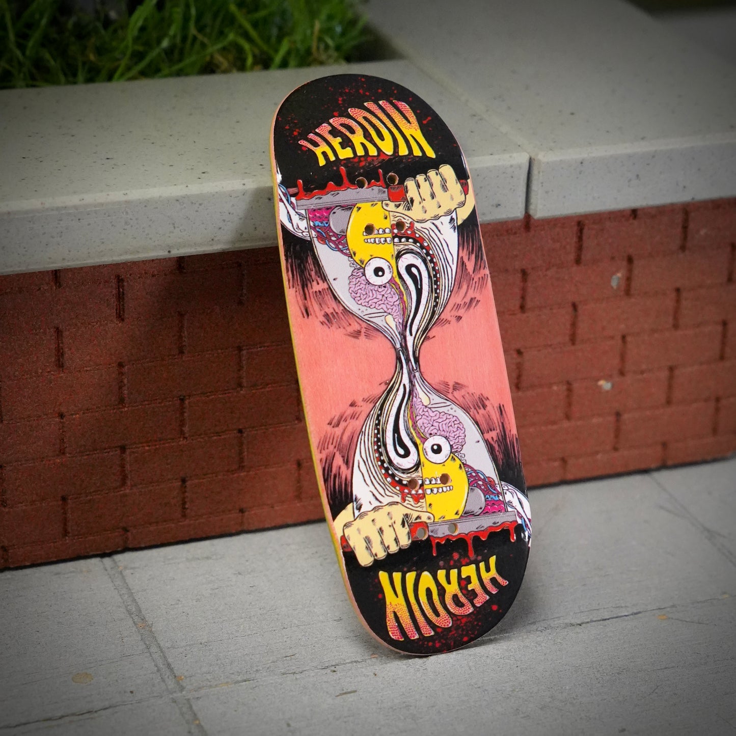 Chems X Heroin “Merged Anatomy Razor Egg” Light Pink Bottom Ply Fingerboard Deck (CHOOSE SIZE)