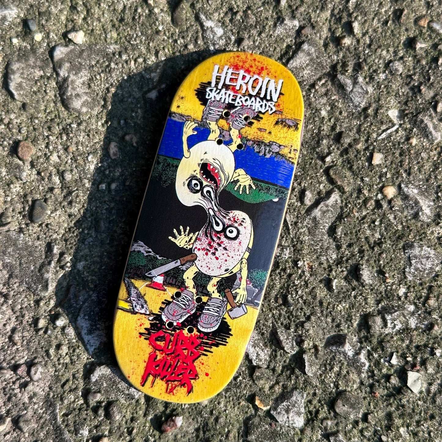 Chems X Heroin “Curb Killer 9” Yellow Bottom Ply Fingerboard Deck (CHOOSE SIZE)