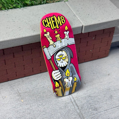 Chems “Aellixe Candle Grim” (Red Bottom Ply) Fingerboard Deck (CHOOSE SHAPE/SIZE)