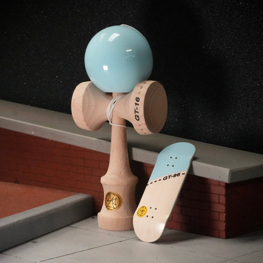 Chems x Grain Theory GT-16 Blue Kendama + Matching GT-96 Fingerboard Deck