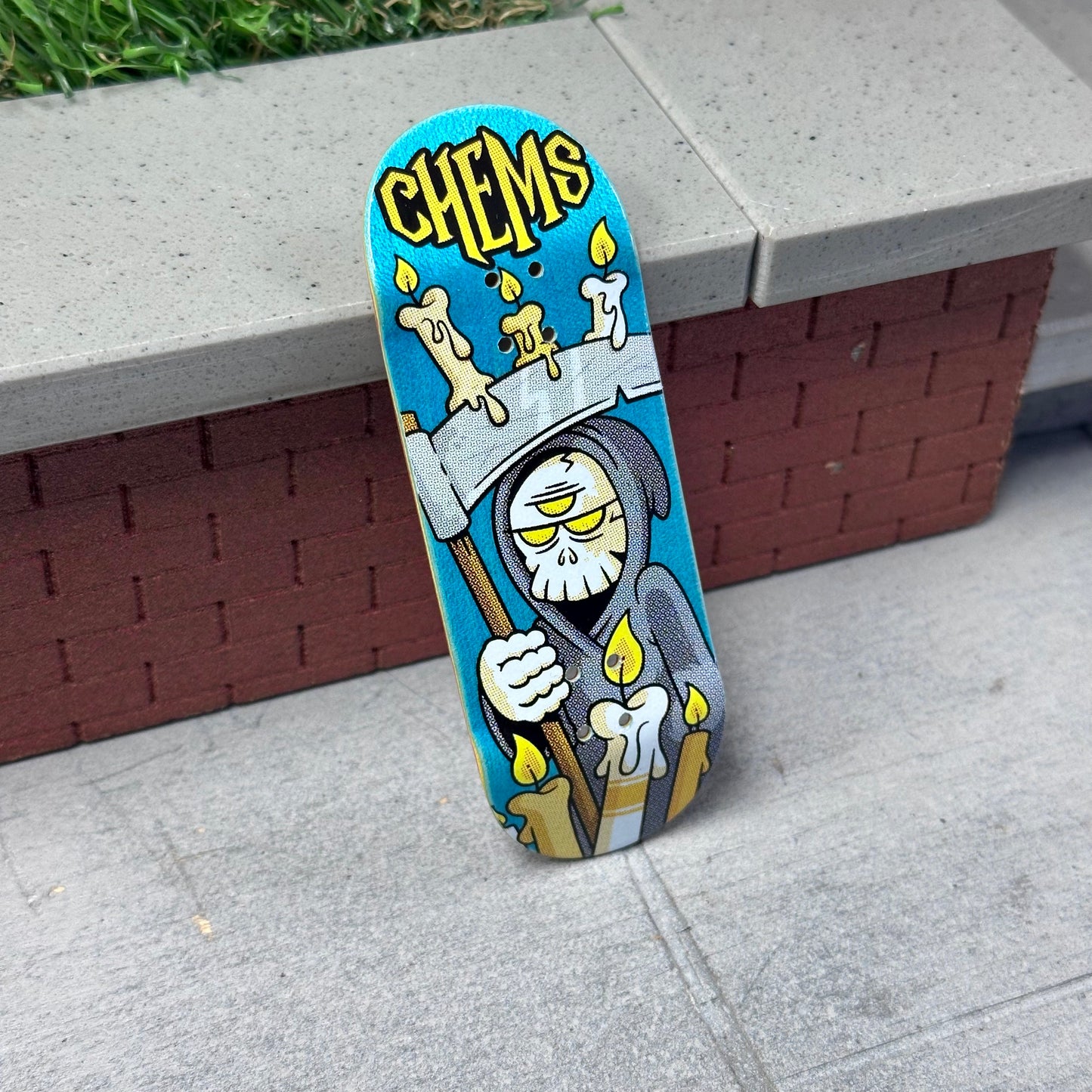 Chems “Aellixe Candle Grim” (Blue Bottom Ply) Fingerboard Deck (CHOOSE SHAPE/SIZE)