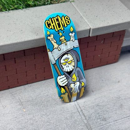 Chems “Aellixe Candle Grim” (Blue Bottom Ply) Fingerboard Deck (CHOOSE SHAPE/SIZE)