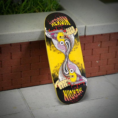 Chems X Heroin “Merged Anatomy Razor Egg” Yellow Bottom Ply Fingerboard Deck (CHOOSE SIZE)