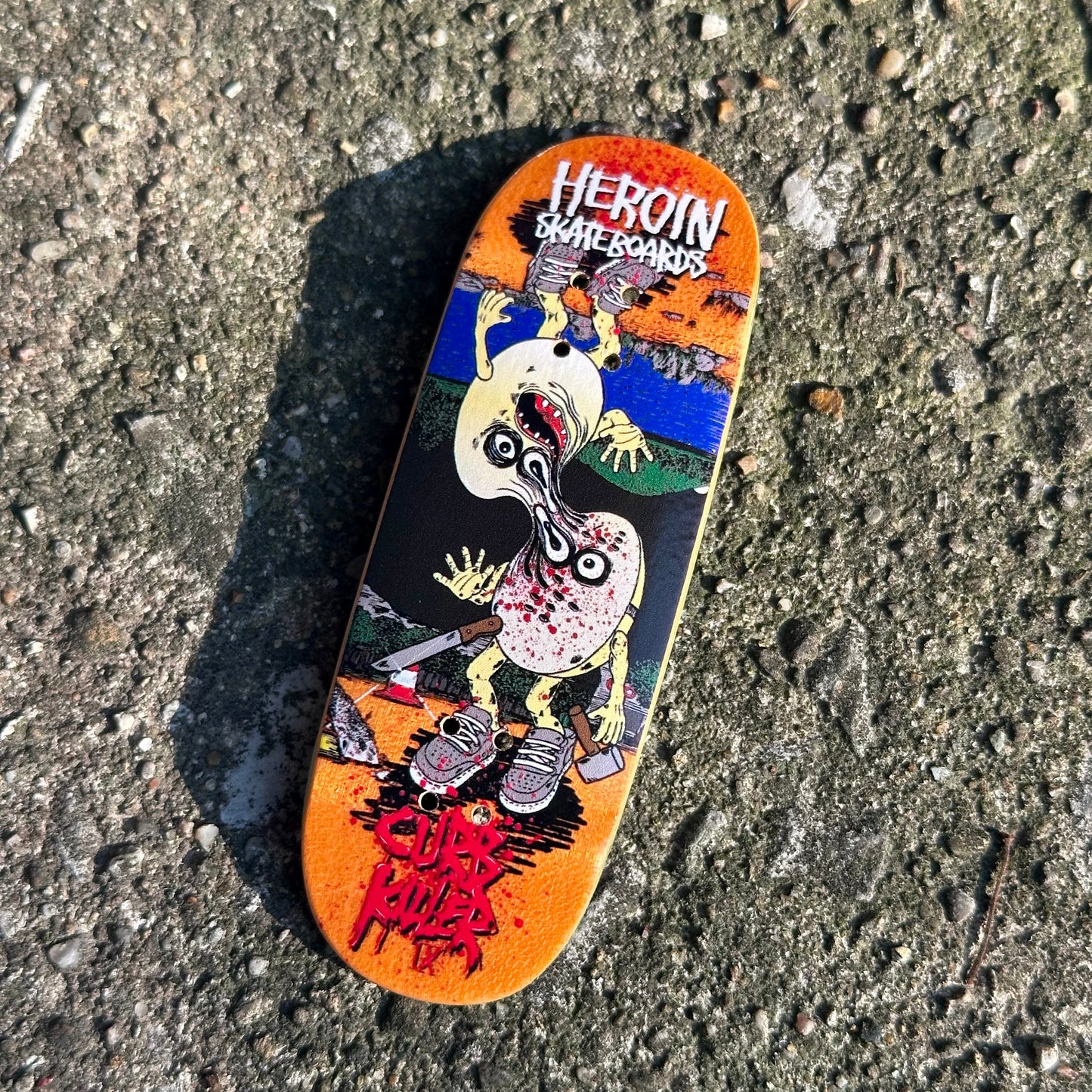 Chems X Heroin “Curb Killer 9” Orange Bottom Ply Fingerboard Deck (CHOOSE SIZE)