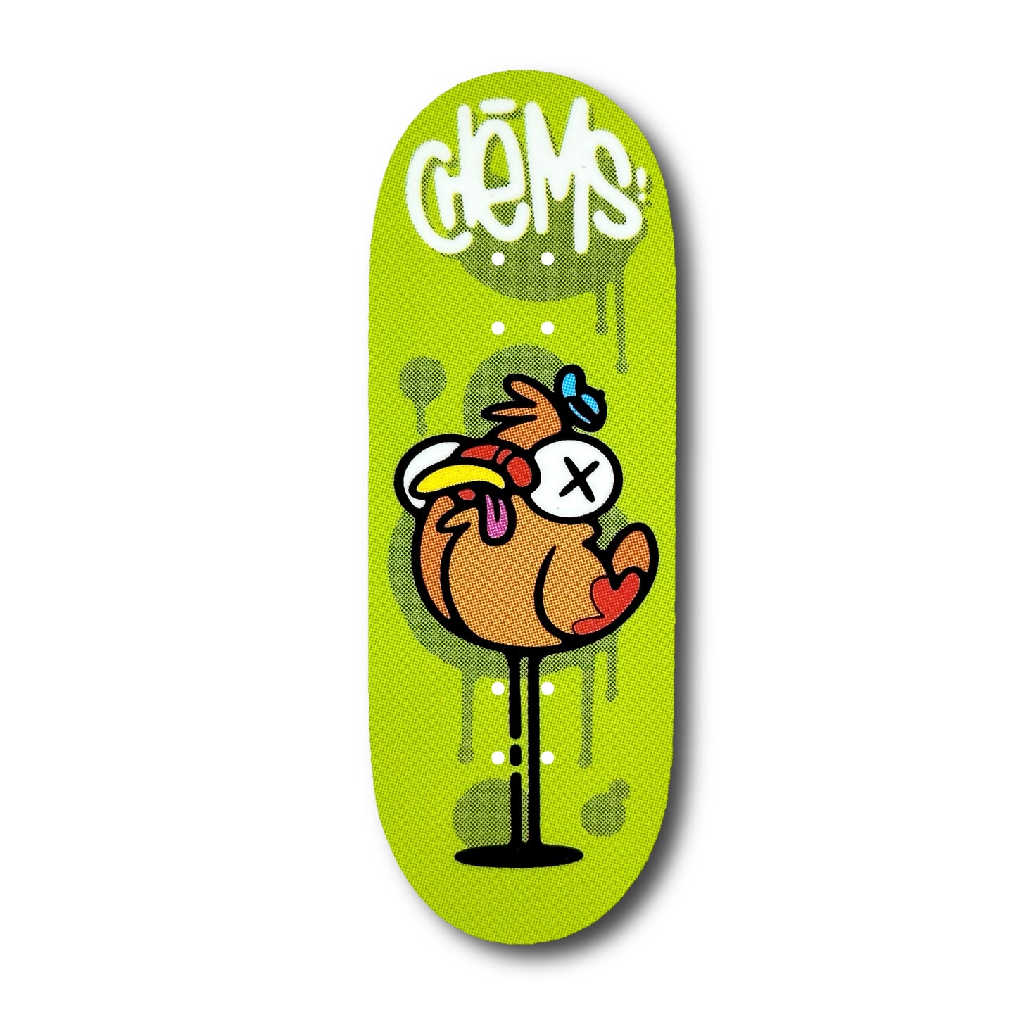 Chems Green Background “Orange Berd” Fingerboard Deck