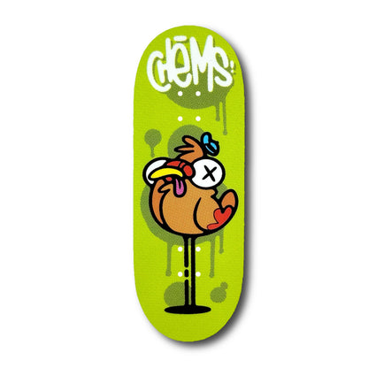 Chems Green Background “Orange Berd” Fingerboard Deck