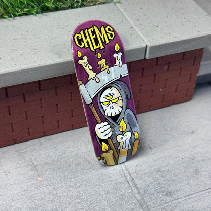 Chems “Aellixe Candle Grim” (Purple Bottom Ply) Fingerboard Deck (CHOOSE SHAPE/SIZE)