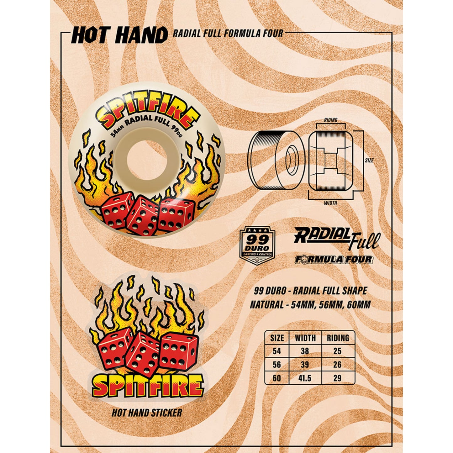 Spitfire Formula Four 54mm Radial Full 99a Hot Hand Skateboard Wheels