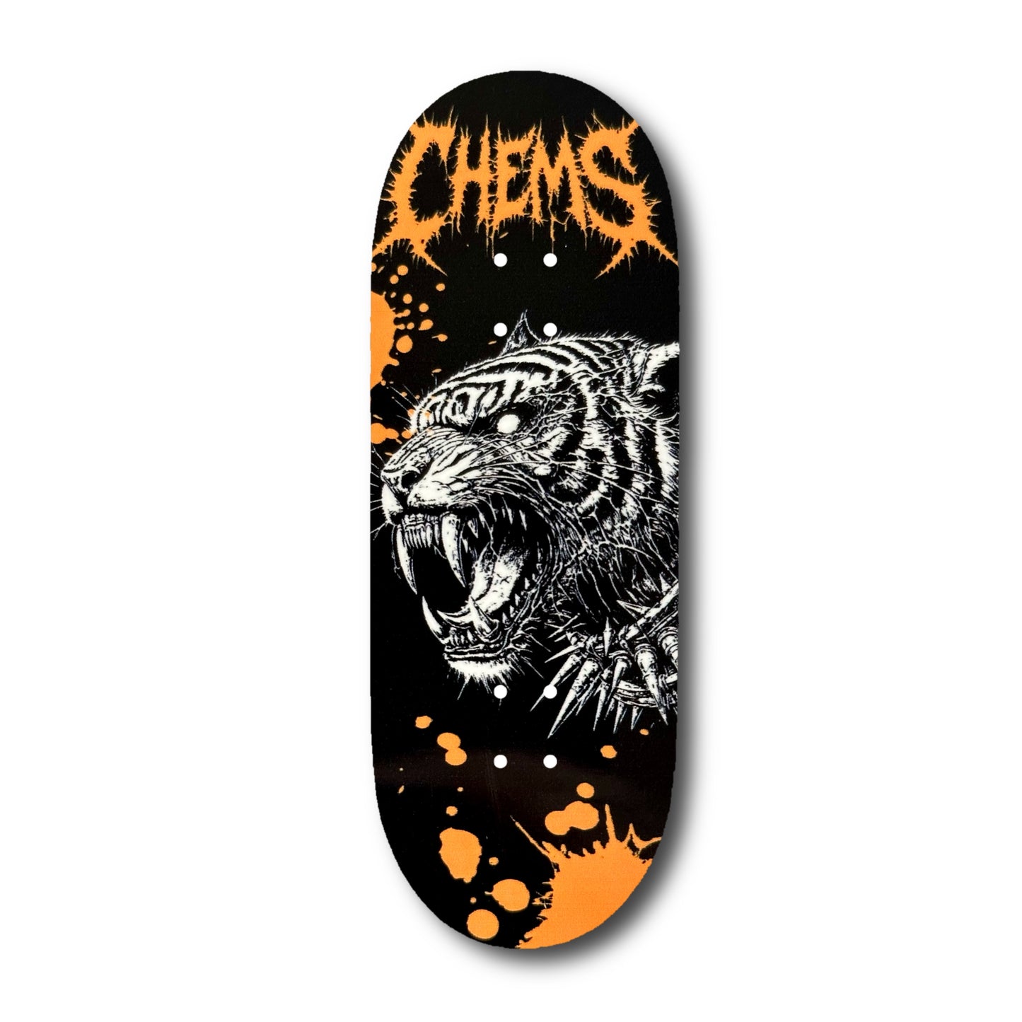 Chems Orange “Spike Tiger” Fingerboard Deck