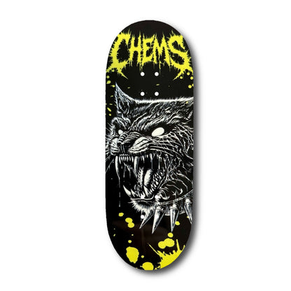 Chems Yellow/Green “Spike Cat” Fingerboard Deck