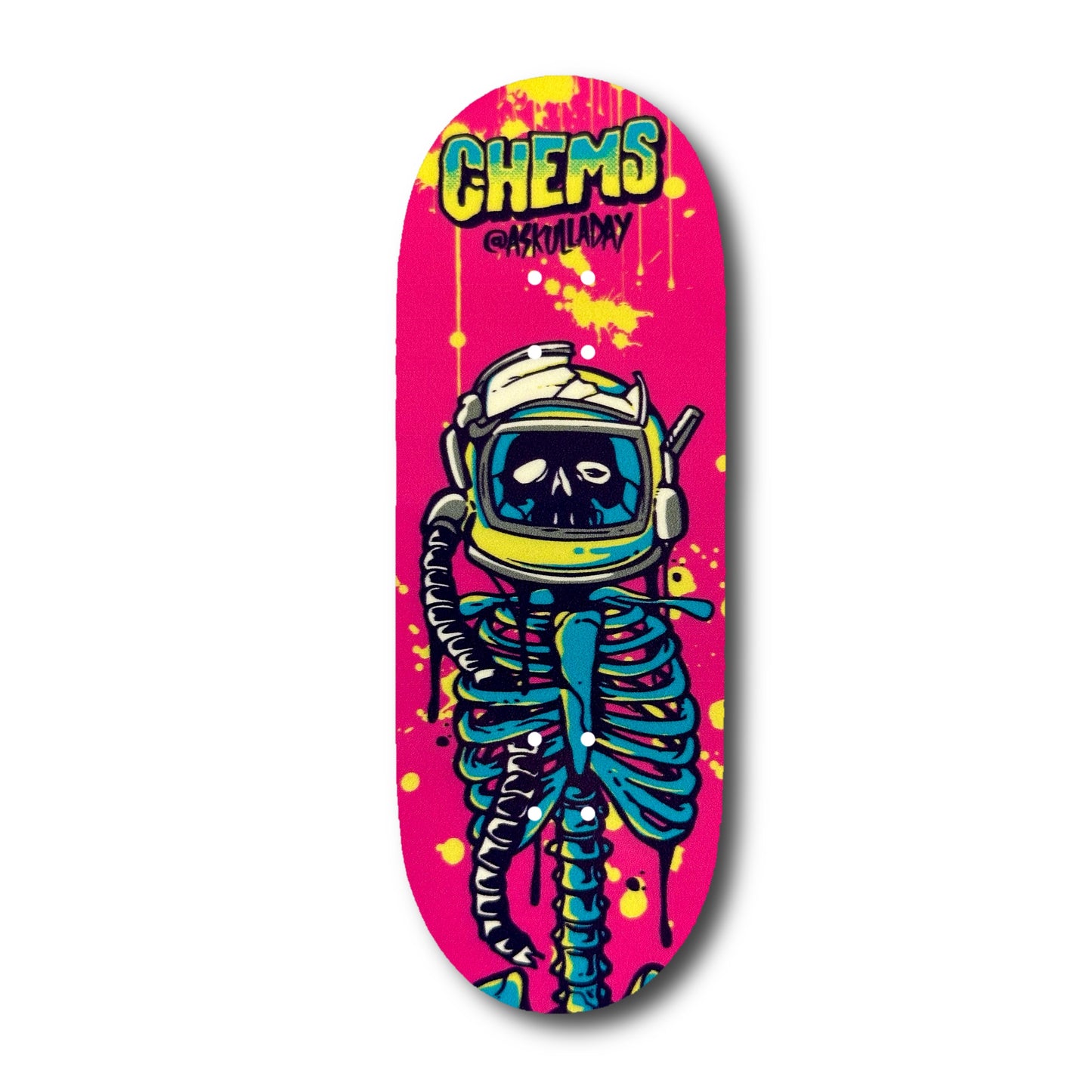 Chems Pink Background “Cadet” Fingerboard Deck