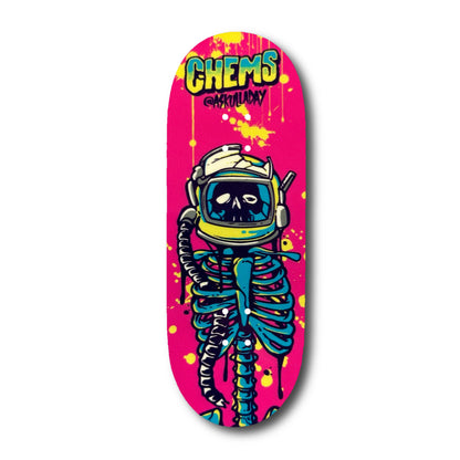 Chems Pink Background “Cadet” Fingerboard Deck