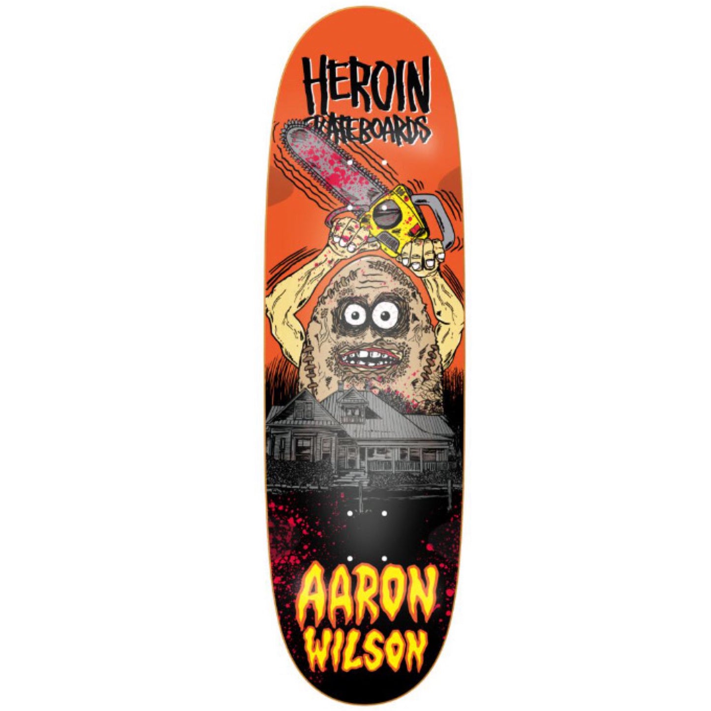 Heroin Symmetrical Aaron Wilson Teggxas Chainsaw Egg 9.12” Skateboard Deck