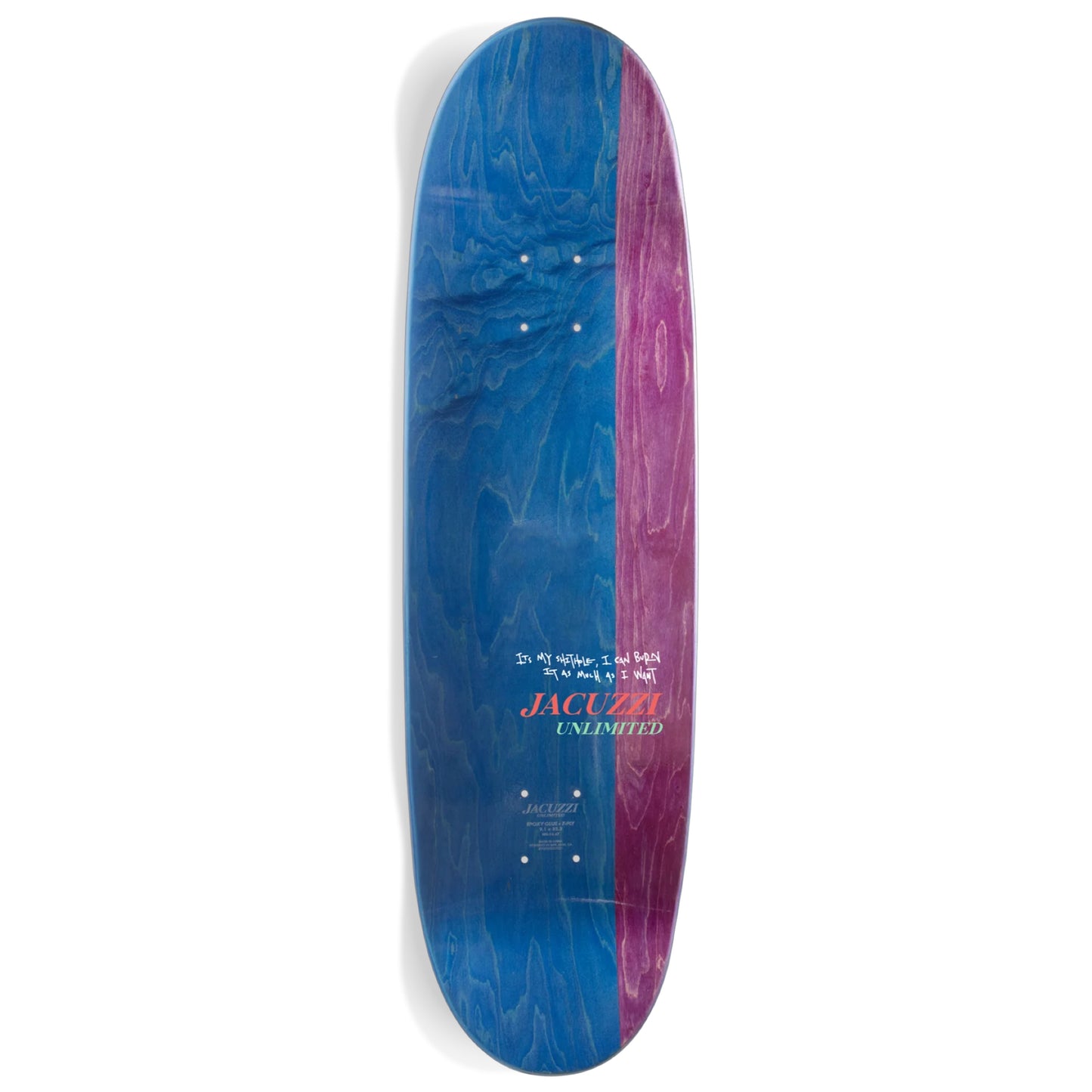 Jacuzzi Jackson Pilz Lawn Fire 9.125” Egg Shaped Skateboard Deck