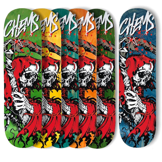 Chems Red Grim Skateboard Deck 8.5"