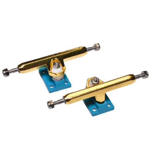 HEX TRUCKS Light Blue/Gold Fingerboard Trucks (CHOOSE SIZE)