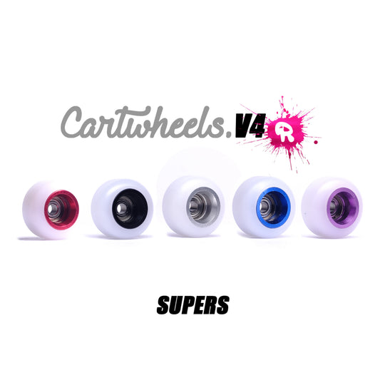 Cartwheels White VR4 Supers (8.5mm) Fingerboard Wheels (Choose Core)