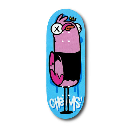 Chems Blue Background “Pink Berd” Fingerboard Deck