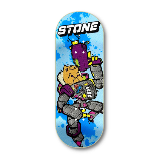Chems Blue “Mech Suit” Stone Pro Model Fingerboard Deck