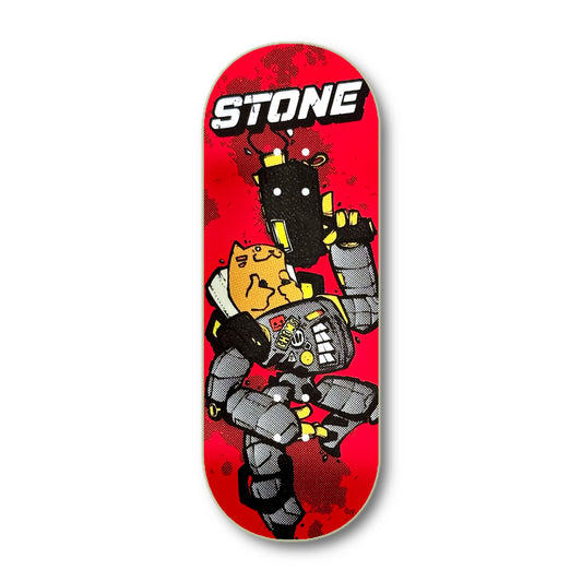 Chems Red “Mech Suit” Stone Pro Model Fingerboard Deck