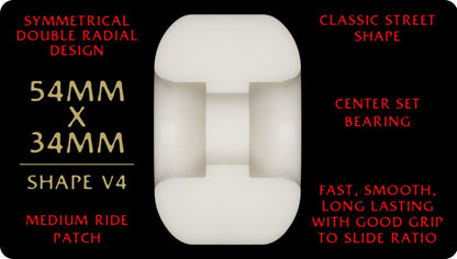 Powell Dragon Formula RED 54mm x 34mm 93a V4 Wide Skateboard Wheels