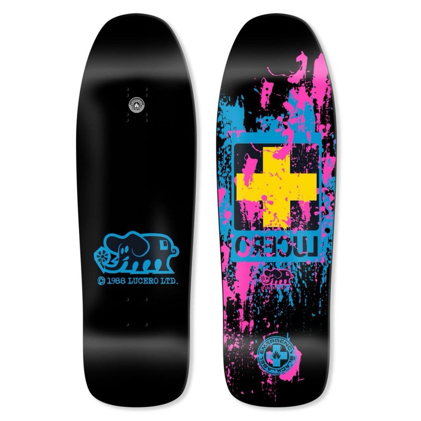 Black Label Lucero Splatter Cross Black 9.88" Shaped Skateboard Deck