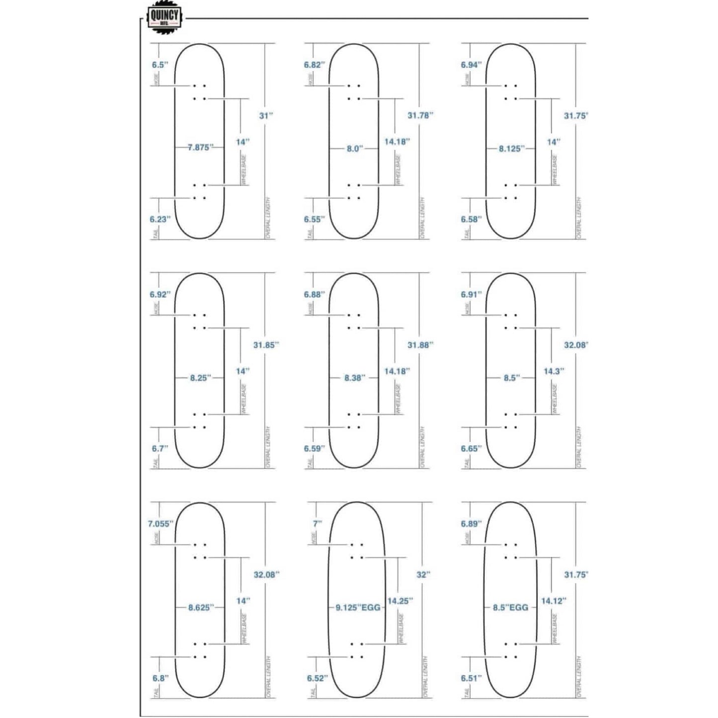 Chems Blue Fire Grim 8.25" Skateboard Deck (Brown Bottom Ply)