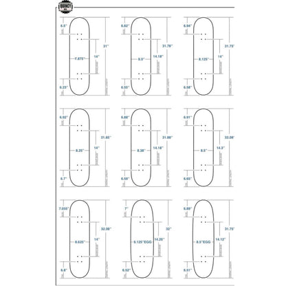 Chems Blue Fire Grim 8.25" Skateboard Deck (Brown Bottom Ply)