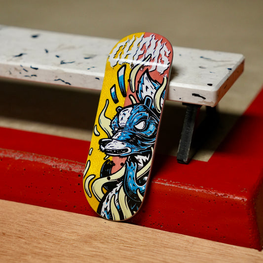 Chems “Scheming Skunk” (Yellow/Pink) Split Bottom Ply) Fingerboard Deck
