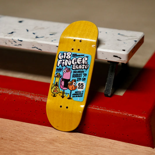 Chems “2025 618 Finger Skate Small Flyer” Yellow Bottom Ply Fingerboard Deck