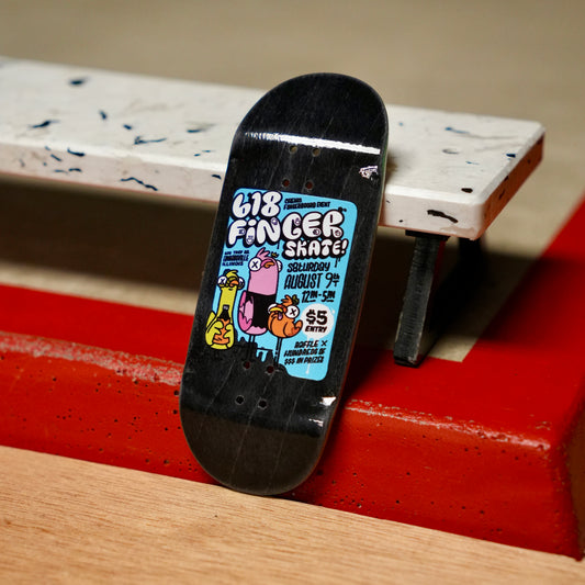 Chems “2025 618 Finger Skate Small Flyer” Black Bottom Ply Fingerboard Deck