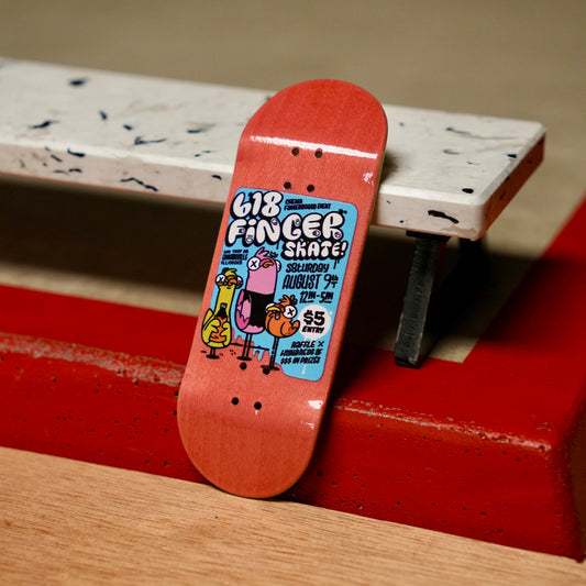 Chems “2025 618 Finger Skate Small Flyer” Pink Bottom Ply Fingerboard Deck