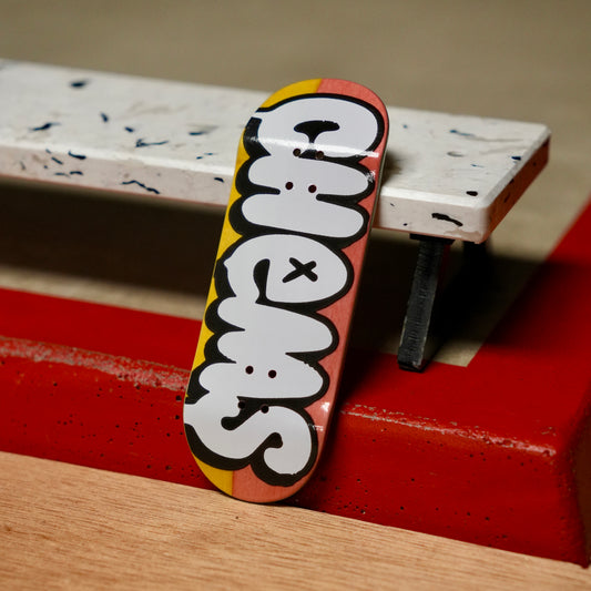 Chems “Bubbles” (Yellow/Pink) Split Bottom Ply) Fingerboard Deck