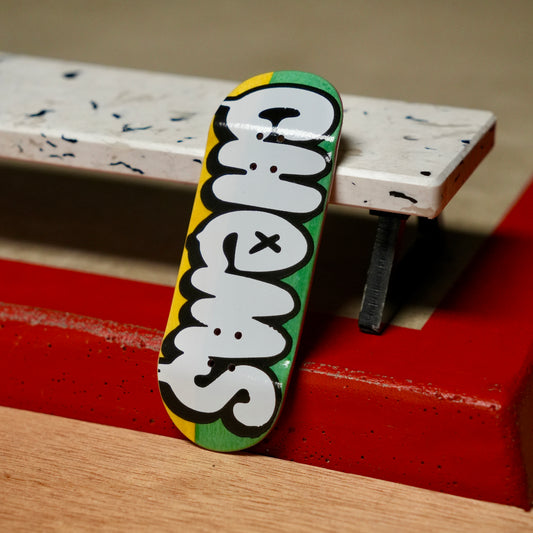 Chems “Bubbles” (Yellow/Green) Split Bottom Ply) Fingerboard Deck
