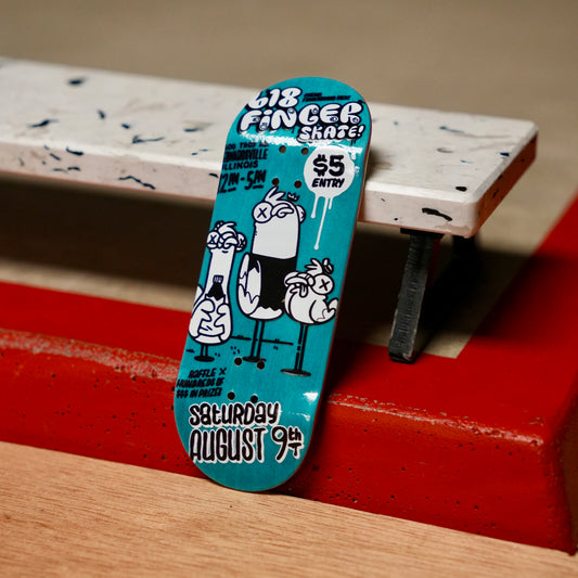 Chems “B/W 2025 618 Finger Skate Big Flyer” Blue Bottom Ply Fingerboard Deck