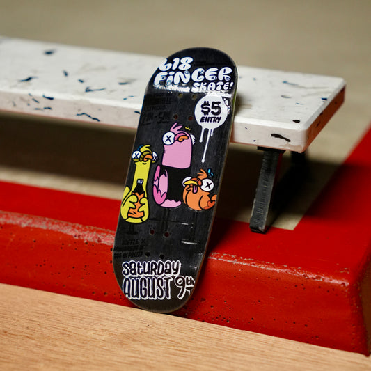 Chems “2025 618 Finger Skate Big Flyer” Black Bottom Ply Fingerboard Deck